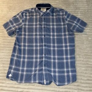 Cloudveil Mountain Works Mens Large Blue Button Up Shirt Outdoor Hiking Plaid